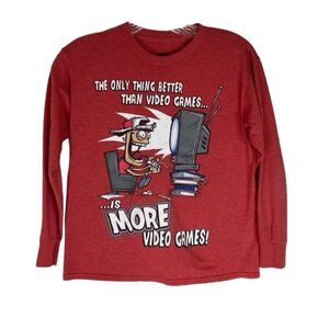 5/$25 Hybrid Shirt Boys Red Graphic The Only Thing Better Than Video Games L